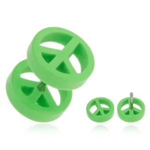 Lažni plug za uho izrađen od akrila, svijetlo zeleni simbol mira