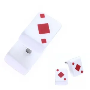 Lažni plug za uši od akrilika - igraća karta, crveni simbol karo