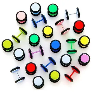 Neonski lažni čepić, anodirani s gumicama - Piercing boja: Svijetlo plava - SP