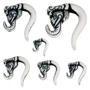Piercing za uši - šiljak, slonova glava, crna boja - Širina: 10,5 mm