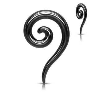 Proširivač za uho od čelika u crnoj boji – glatka uvijena spirala - Širina piercinga: 2,4 mm