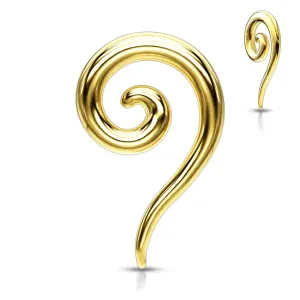 Proširivač za uho u zlatnoj nijansi – glatka uvijena spirala - Širina piercinga: 2 mm