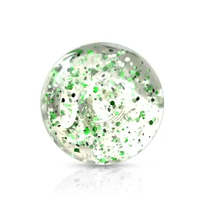Plastični prozirni loptica piercing sa zelenim šljokicama , 5 mm, set od 10 kom