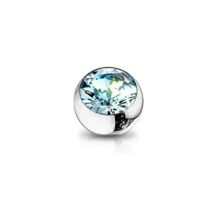 Rezervna čelična loptica za piercing sa navojem - svijetlo plavi cirkon, više veličina, set od 10 kom - Promjer: 5 mm