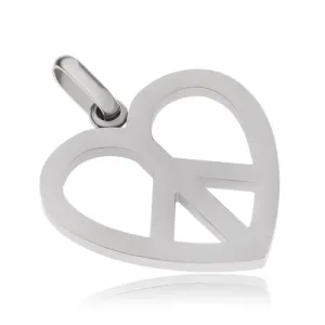 Čelični privjesak, simbol za mir postavljen unutar srca