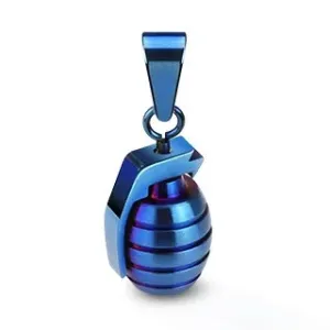 Privjesak od nehrđajućeg čelika u obliku ručne granate - Boja: Plava