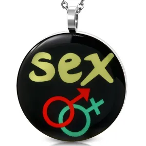 Privjesak, ženski i muški simbol, natpis SEX