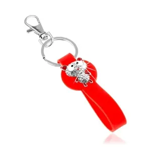 Privjesak za ključeve sa silikonskim privjeskom crvene boje, cirkonski medvjedić