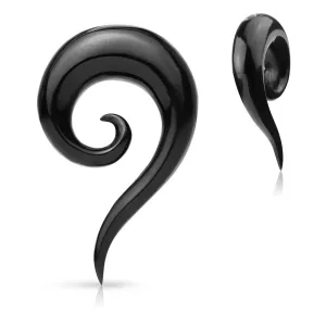 Ekspander za uho od organskog materijala – crna glatka zakrivljena spirala - Širina: 10 mm