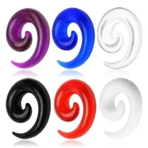 UV spiralni proširivač od akrilika, u bojama - Širina: 2 mm, Piercing boja: Crna