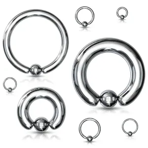 Čelični piercing - krug i loptica srebrne boje, širina 0,8 mm - Širina x promjer x veličina loptice: 0,8 x 12 x 4 mm