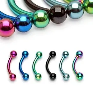 Kuglični piercing za obrve od anodiranog titanija - Mjere: 1,2 mm x 6 mm x 3 mm, Piercing boja: Crna