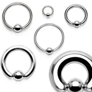 Piercing od nehrđajućeg čelika - sjajni prsten sa lopticom - Širina x promjer x veličina loptice: 1,2 x 8 x 4 mm