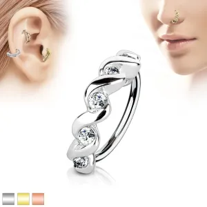 Captiva prsten od nehrđajućeg čelika, spirala sa prozirnim cirkonima - Debljina x promjer: 0,8 mm x 8 mm, Piercing boja: Bakrena