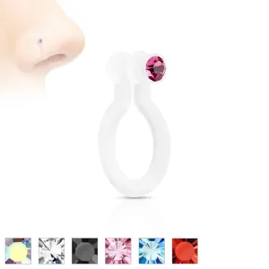Lažni piercing za nos izrađen od Bioflexa, svjetlucavi cirkon, različite boje - Boja cirkona: Prozirna - P