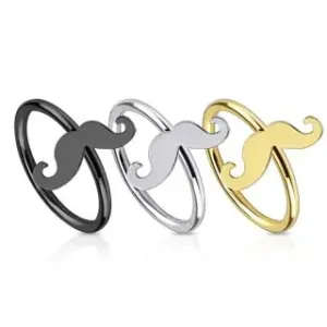 Piercing za nos od nehrđajućeg čelika, sjajni krug sa brkovima - Piercing boja: Zlatna