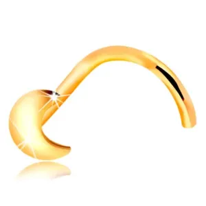Piercing za nos od žutog 585 zlata sa polumjesecom, savijeni oblik