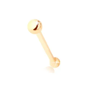 Ravni piercing za nos od 585 žutog zlata - mala sjajna loptica, 1,5 mm
