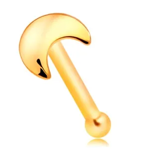 Ravni piercing za nos od žutog 585 zlata sa polumjesecom