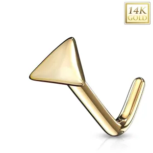 Savijeni piercing za nos od 14K zlata - sjajni trokut