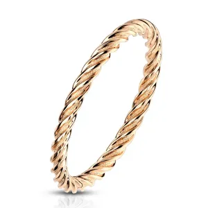 Čelični prsten bakrene boje – trake uvijene u oblik užeta, 2mm - Veličina: 49