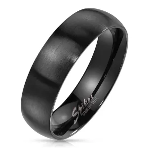 Čelični prsten crne boje - široki krakovi s mat završetkom, 6 mm - Veličina: 52