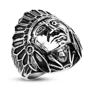 Čelični prsten - Indijanac plemena Apaša, patiniran - Veličina: 60