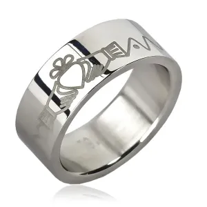 Čelični prsten - Irski dizajn prstena, lanac, cik-cak - Veličina: 51
