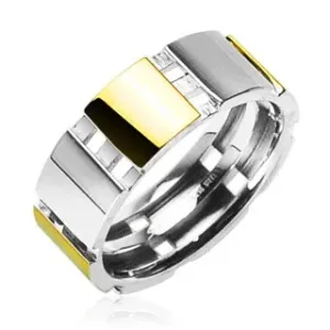 Čelični prsten s zlatnim dijelovima - Veličina: 58