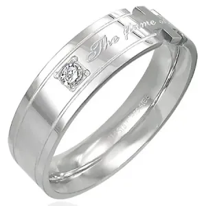 Čelični prsten sa natpisom - The flame of our love! - Veličina: 55