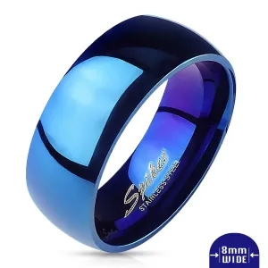 Čelični prsten - sjajna plava traka - Veličina: 59