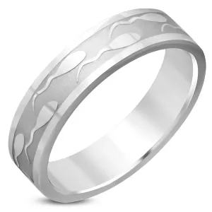 Čelični prsten – sjajna površina, urezan motiv punoglavaca, 6 mm - Veličina: 60