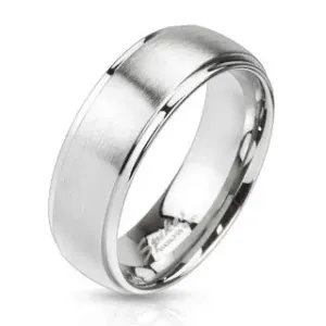 Čelični prsten srebrne boje - mat linija u sredini, 6 mm - Veličina: 67