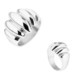 Čelični prsten srebrne boje, zrcalni sjaj, ispupčeni ovali - Veličina: 59