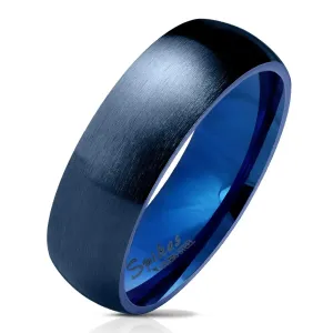 Čelični prsten tamno plave boje, mat zaobljena površina, 6 mm - Veličina: 51