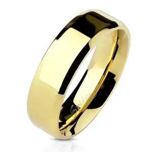 Čelični prsten zlatne boje s fino spuštenim rubovima, 6 mm - Veličina: 52