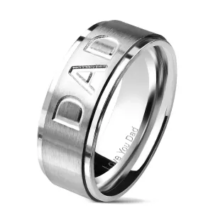 Čelični vjenčani prsten srebrne boje sa natpisom DAD, 8 mm - Veličina: 62