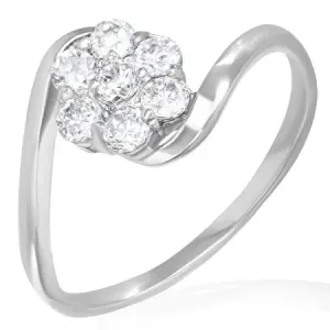 Čelični zaručnički prsten - dugin cvijet od cirkona - Veličina: 51