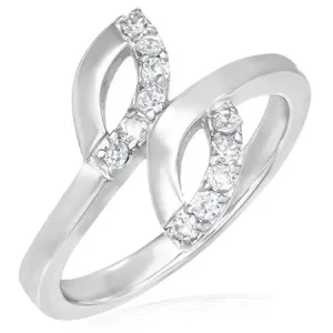 Čelični zaručnički prsten - dvije suze, sitni cirkoni - Veličina: 61
