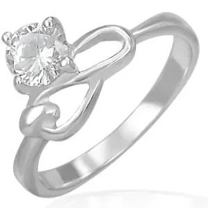 Čelični zaručnički prsten - prozirni cirkon, simbol beskonačnosti - Veličina: 49