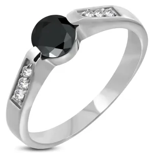 Čelični zaručnički prsten s crnim okom - Veličina: 50