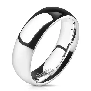 Glatki čelični prsten - sjajno srebro, 6 mm - Veličina: 54