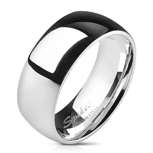 Glatki čelični prsten - sjajno srebro, 8 mm - Veličina: 64