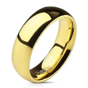 Glatki čelični prsten - sjajno zlato, 6 mm - Veličina: 51