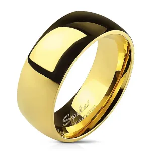 Glatki čelični prsten - sjajno zlato, 8 mm - Veličina: 59