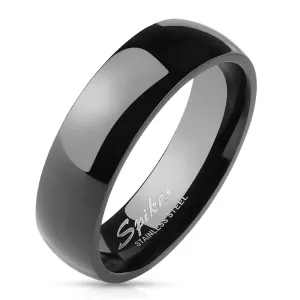 Jednostavni čelični vjenčani prsten - glatka crna površina, 6 mm - Veličina: 70