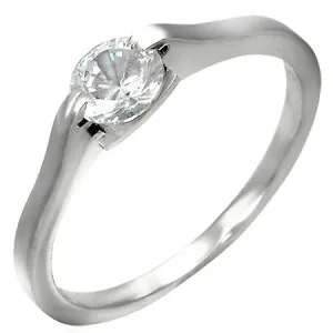 Klasični zaručnički prsten - prozirni cirkon u poluokviru - Veličina: 51