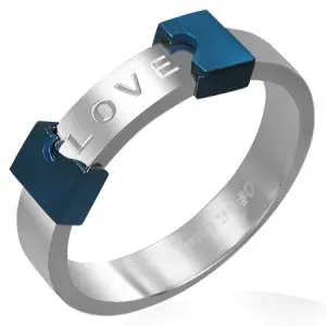 LOVE prsten od nehrđajućeg čelika - razdvojeno srce - Veličina: 51