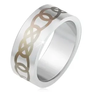 Mat čelični prsten srebrne boje, ornament kojeg čine sive suze - Veličina: 64