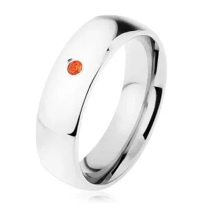 Obručasti prsten od čelika 316L, crveni cirkon, visoki sjaj - Veličina: 55